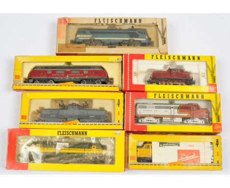 Fleischmann HO Gauge group of Diesel Locomotives to include Ref 1379 0-6-0 Jackshaft DB maroon Class V60 Shunting Locomotive 