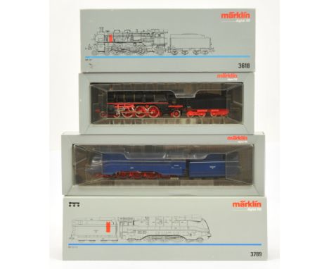 HO Marklin 3-rail Digital a pair of German Outline Steam Locos - 3789 DR blue livery Class 03 Streamlined No.03 1049, 3618 De
