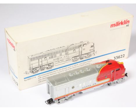 Marklin HO Gauge 3-rail Ref 33622 EMD F7A Diesel Locomotive "Santa Fe". Condition is Excellent Plus to Near Mint in Fair to G
