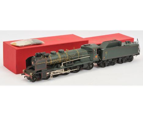 AS Trains (France) O Gauge SNCF green Class 231 No.231.K.8, 3-rail electric. Appears to be missing rear Tender framework, ste