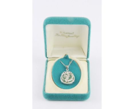 A 925 silver jade set pendant and chain.