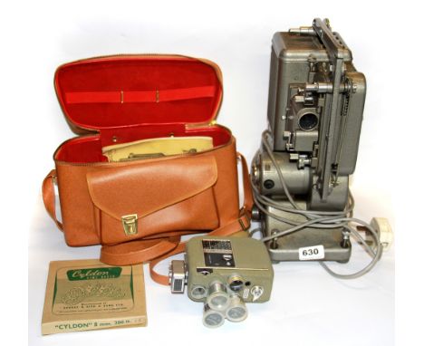 A vintage Spectre film projector together with a vintage filming camera case etc.