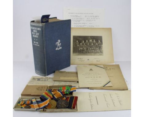 Two sets of First World War Service medals, one for second lieutenant G. C. S. Baskett of the Kent cyclist battalion, togethe