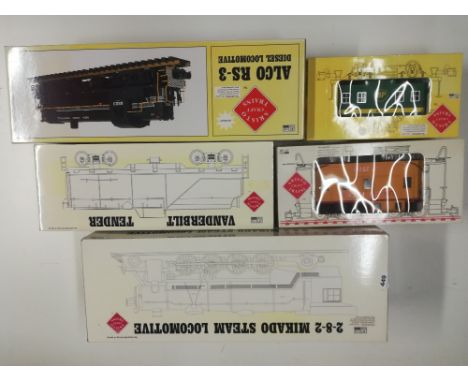 A 1:20.3 Aristo 2-8-2 Mikado Steam Locomotive, a Vanderbilt Tender locomotive , two Caboose locomotive and a further Alco RS-