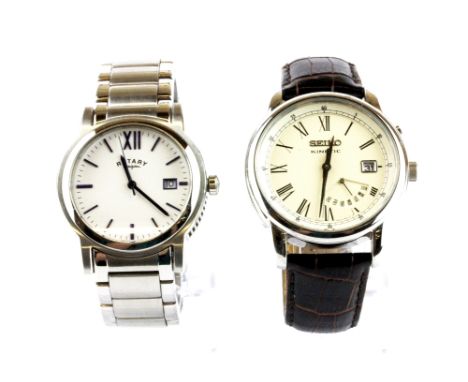 A boxed Rotary gentleman's wrist watch, together with a Seiko wrist watch on a leather strap.