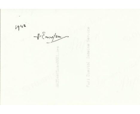 Harry Errington GC 6x4 black and white photograph signed on the reverse by Harry Errington GC - the only London firefighter t