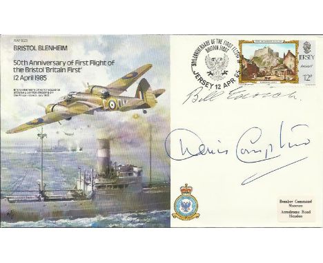 Edrich & Compton Scarce and fine example of the 1985 Bomber Command Bristol Blenheim cover, signed by famous test cricketers 