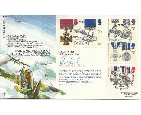 Wg Commander R A B Learoyd signed RFDC87 50th anniv of the Battle of Britain cover. Good condition