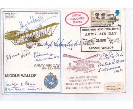 Six Great War Pilots. Extremely rare Collectors item. RAF Museum Bristol Boxkite cover signed by 6 pilots who served in WWI i