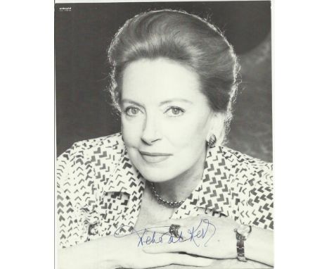 Deborah Kerr signed 10x8 b/w portrait photo. Good condition