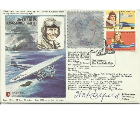 Air Commodore Sir Charles Kingsford - Smith Historic Aviator cover. Flown Cachet Flown on the route taken by Sir Charles King