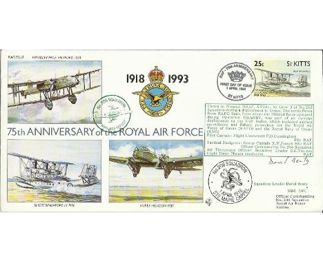 Sql Ldr D Beaty DFC RAF(75)10 75th Anniversary of the RAF cover, flown in a Nimrod and signed by Sqn Ldr David Beaty MBE DFC*