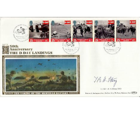 Benham 50th Anniversary of the D-Day Landings first day cover signed by Lt Col Terence Otway DSO who commanded the paratroop 