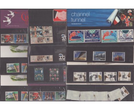 Mint Stamp collection approx 10 stamp presentations from the 1980/1990s of various categories including Channel Tunnel, Briti