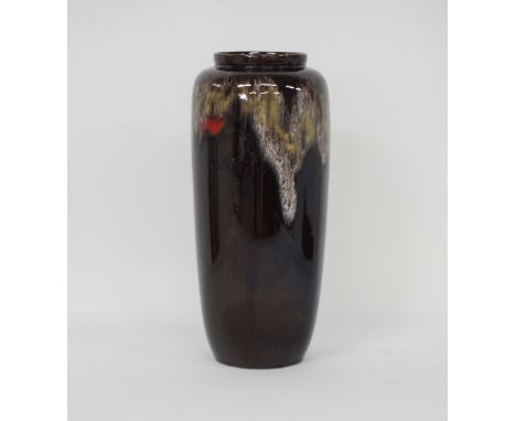 A West German vintage ceramic lava vase, in brown and beige colours with a touch of red, marked 1032/40 to base, c1960s, H40c