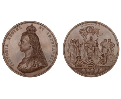 Victoria, Golden Jubilee, 1887, a bronze medal by L.C. Wyon after Sir J.E. Boehm and Sir F. Leighton, crowned bust left, rev.