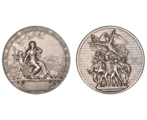 FRANCE, Union des Sociétés d’Instruction Militaire de France, c. 1900, a silver award medal by H. Dubois, seated female watch