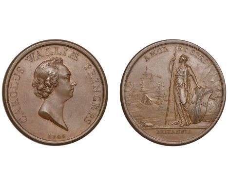 The Young Pretender, 1745, a copper medal [struck c. 1748], unsigned [by C.N. Roettier?], bare head of Prince Charles right, 