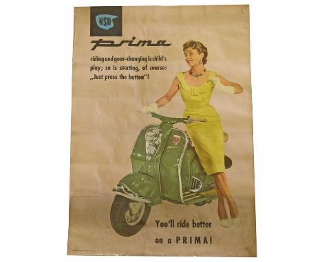 NSU Prima Scooter original poster60cms (24") X 41CMS (16")