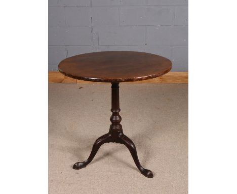 19th century mahogany occasional table, the circular tilt top above a turned column, raised on tripod legs, 70cm diameter&nbs