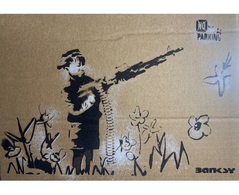 BANKSY DISMALAND – D’APRESBombe aérosol et pochoir sur carton, signé et numéroté à 50 exemplaires.Art gratuit de la peinture 