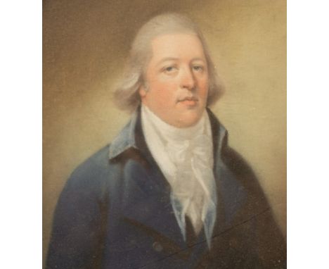 Follower of Daniel Gardner/Portrait of a Gentleman/half-length, wearing a blue coat/oval/pastel, 29cm x 24cm  CONDITION REPOR