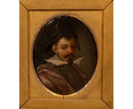 Continental School, 17th Century/Portrait of a Bearded Man/bust length, wearing a white collar/oval/oil on copper, 9cm x 7cm 