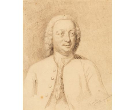 Jan Maurits Quinckhard (1688-1772)/Portrait of Arnold Houbracken/inscribed/chalk on paper, 24.25cm x 20.25cm CONDITION REPORT