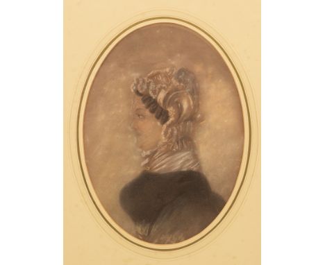 English School, early 19th Century/Profile Portraits of a Married Couple/oval/pastel, 35.5cm x 25.5cm/and another portrait de