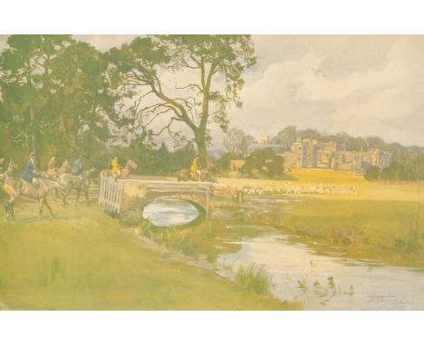 Lionel Dalhousie Robertson Edwards (1878-1966)/The Berkeley Hunt at Berkeley Castle 1925/signed in pencil/coloured print, 23.