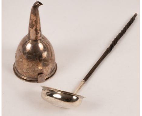 A George III silver wine funnel, makers mark worn, London 1810, with thread borders and liner, 15cm high approximately 173g a