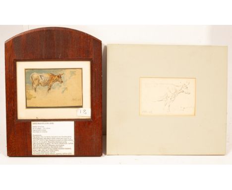 James Ward RA (1769-1859)/Sketch of a Cow/oil on paper, 8.25cm x 12.75cm/and a pencil sketch by the same CONDITION REPORT: Co