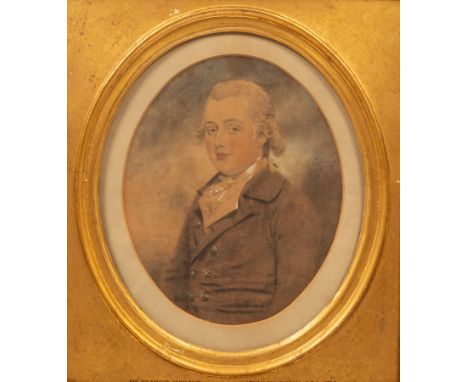 John Downman (1750-1824)/Portrait of Francis Wright Esq./half-length, wearing a buff coloured coat/signed and dated 1783/oval