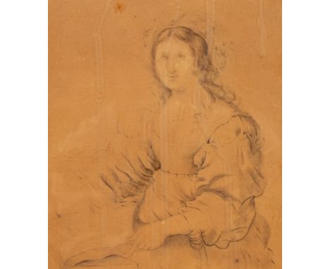 English School, 19th Century/Portrait of a Seated Woman/pencil and coloured crayon, 22cm x 19cm CONDITION REPORT: Condition i