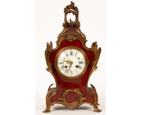 A French red tortoiseshell cased bracket clock, circa 1860, the movement signed Planchon, Palais Royal, No. 5007 with gilt me