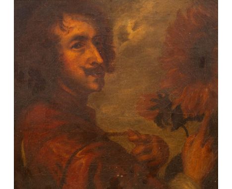 After Sir Anthony Van Dyck/Portrait of the Artist with a Sunflower/oil on canvas, 31cm x 34cm CONDITION REPORT: Condition inf