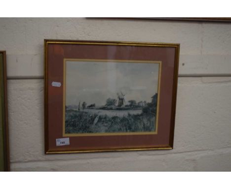 Windmill on the Broads, print, framed and glazed