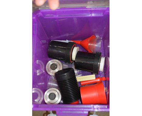 Box of mixed items to include a portable mini disc recorder, various photographic equipment etc