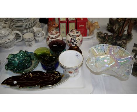 Two Mason's ginger jars, boxed; Carltonware; coloured glass; etc.