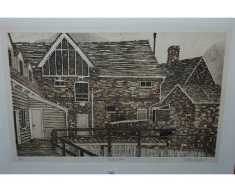 After Valice Thornton, signed limited edition print Halford Mill, 2 coloured maps