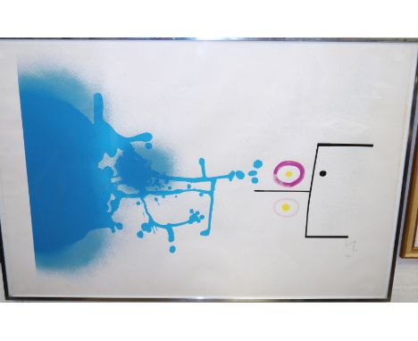 Victor Pasmore (1908 - 1998): "Blue Fantasy", published by CCA Galleries. Screen print in colours on arches, initialled and d