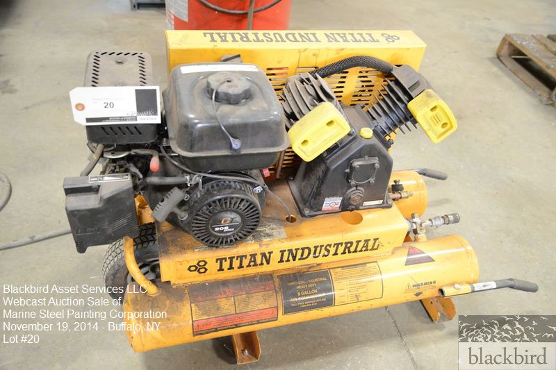 Titan Industrial 8 gallon air compressor, gasoline powered, 208 series