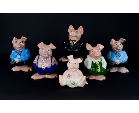 Wade Complete Set of Nat West Ceramic Piggy Banks. c.1980's. ( 6 ) In Total. All In Excellent Condition - Please See Photo. 