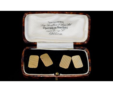 A Nice Quality Pair of Engine Turned 9ct Gold Earrings, From The 1930's Period. Fully Hallmarked. 4 grams. Excellent Conditio