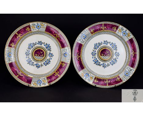 A Pair Of B G & W  Late Mayers  Victorian Cabinet Plates.  10 inches in diameter.