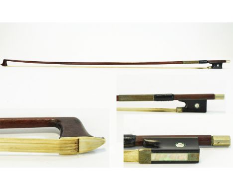 A Superb Quality Old German Violin Bow. CA1855. By L. Bausch - Inscribed on The Stick - Please See Photo. 29.25 Inches In len