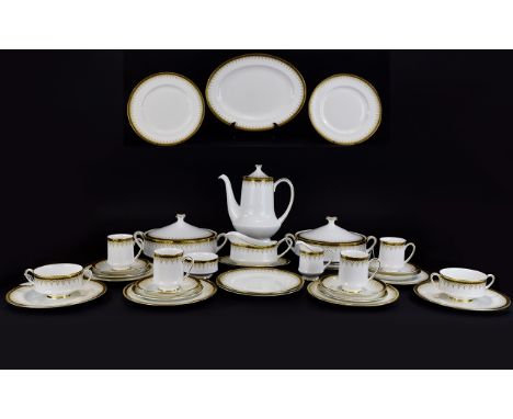 Paragon - 1930's Fine Bone China and Excellent Quality ( 60 ) Piece Part Tea and Dinner Service ' Athena ' Pattern, White Flu