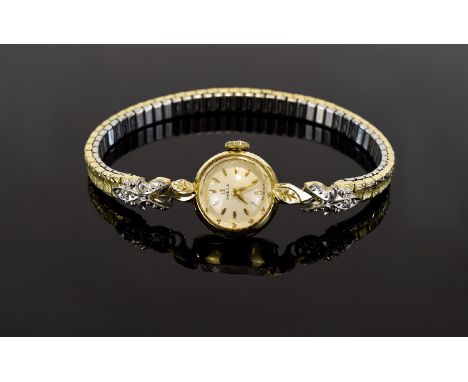 Omega 9ct Gold Cased Mechanical 1960's Period Ladies Wrist Watch on Gold Plated Bracelet. Fully Hallmarked Case & Working Ord