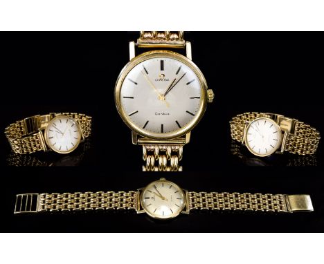 Omega - Geneve 1960's Gents 9ct Gold Cased Mechanical Wrist Watch with Attached 9ct Gold Mesh Bracelet ( Not Omega ) Fully Ha