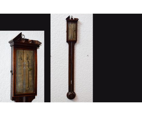 An Early 19th Century / George III Mahogany Stick Barometer. c.1820. With Mercury Thermometer and Sliding Vernier Pointer, Cl